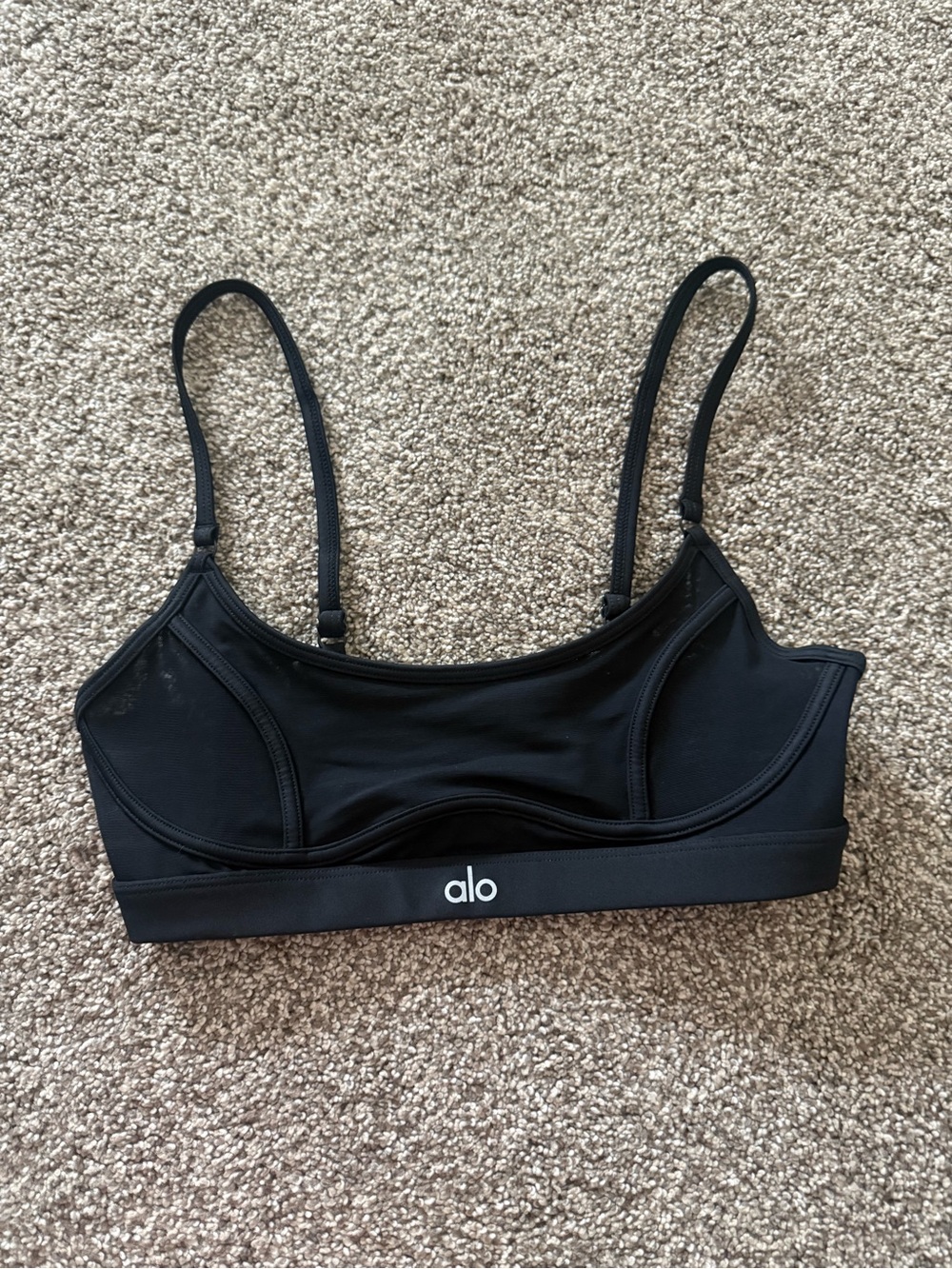 ALO Yoga Black Adjustable-Strap Sports Bralette